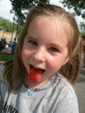 Sarah with Sno-Cone tongue